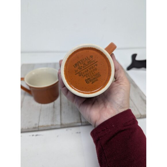 Vintage Imperial W Dalton Stoneware Set of 3 Cups Mugs Tangerine Japan - Picture 3 of 6